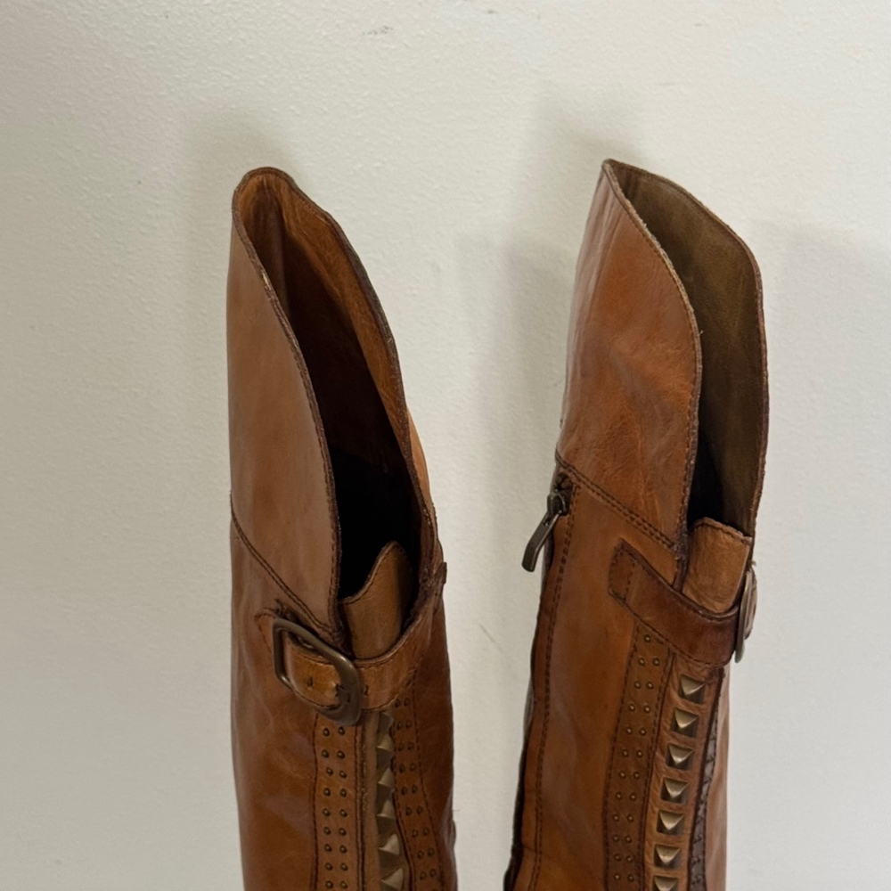 Vince Camuto Bollo Knee-High Brown Leather Studded Riding Boots Wm Sz 7.… - Picture 6 of 11